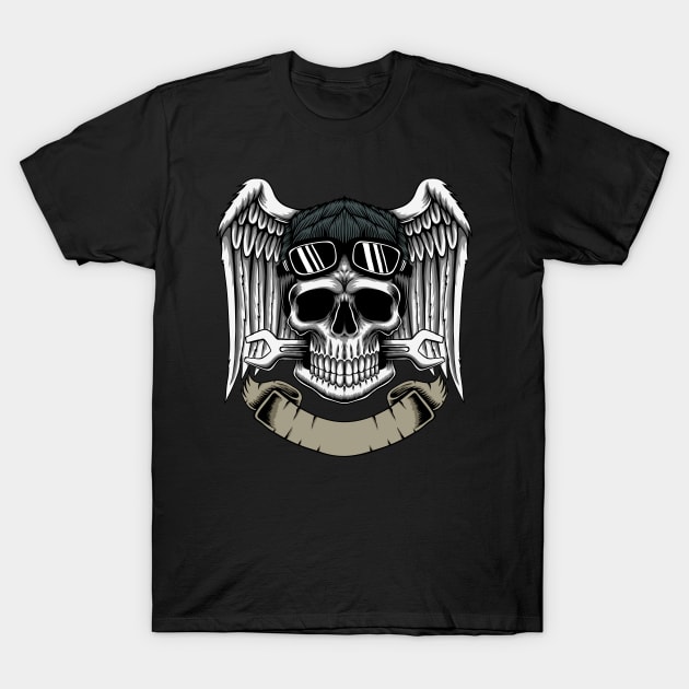 Mechanic Skull T-Shirt by be yourself. design